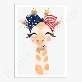 Affiche Petite tête de girafe avec noeud USA Affiche Petite tête de girafe avec noeud USA