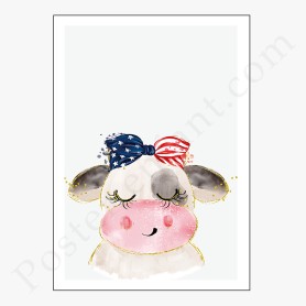 Affiche Petite tête de vachette avec noeud USA Affiche Petite tête de vachette avec noeud USA