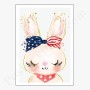 Affiche Petite tête de lapin avec noeud USA