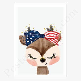 Affiche Petite tête de verf avec noeud USA Affiche Petite tête de verf avec noeud USA