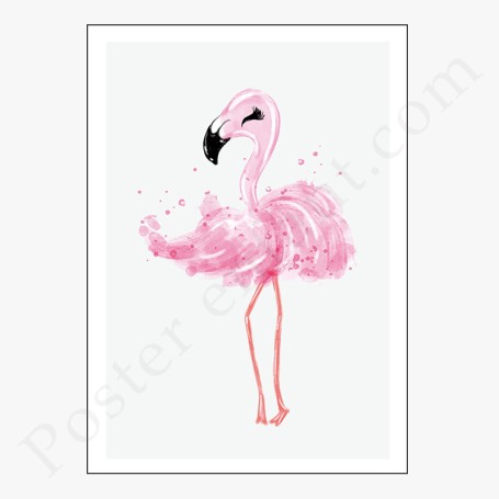 Affiche flamant rose