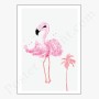 Affiche flamant rose avec palmier