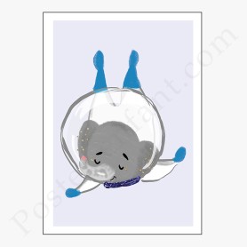 Affiche Eléphant astronaute Affiche Eléphant astronaute