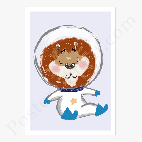 Affiche Lion astronaute