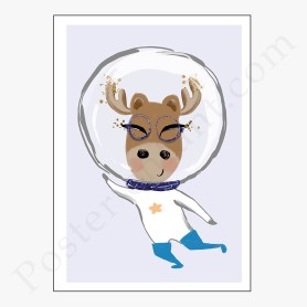 Affiche Cerf astronaute Affiche Cerf astronaute
