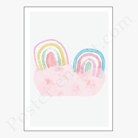 Affiche Petit nuage et arc-en-ciel avec paillètes dorées Affiche Petit nuage et arc-en-ciel avec paillètes dorées