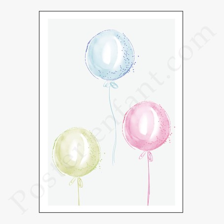 Affiche Petits ballons avec paillètes dorées