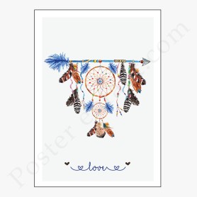 Affiche Attrape rêve LOVE avec mandalas et coeurs Affiche Attrape rêve LOVE avec mandalas et coeurs