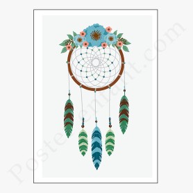 Affiche Attrape rêve orné de jolies fleurs Affiche Attrape rêve orné de jolies fleurs