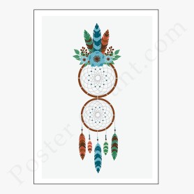 Affiche Attrape rêve orné de jolies fleurs Affiche Attrape rêve orné de jolies fleurs