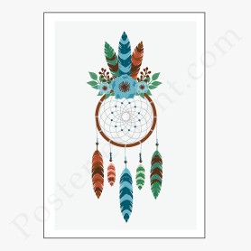 Affiche Attrape rêve mandala orné de jolies fleurs Affiche Attrape rêve mandala orné de jolies fleurs