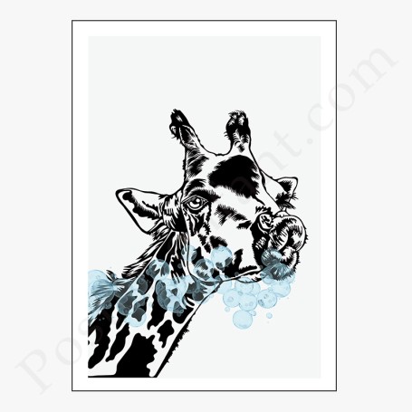 Affiche : Amusante girafe avec bulle de chewing...