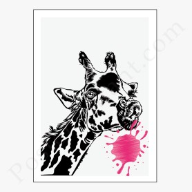 Affiche : Amusante girafe avec bulle de chewing... Affiche : Amusante girafe avec bulle de chewing...