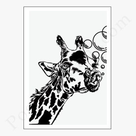 Affiche : Amusante girafe avec bulle de chewing... Affiche : Amusante girafe avec bulle de chewing...