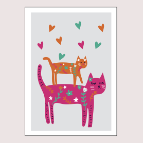 Affiche :  Petit chat et son bébé Affiche :  Petit chat et son bébé