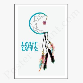 Affiche Attrape rêve LOVE en forme de lune Affiche Attrape rêve LOVE en forme de lune