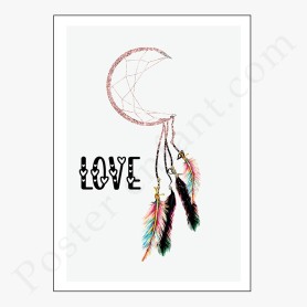 Affiche Attrape rêve LOVE en forme de lune Affiche Attrape rêve LOVE en forme de lune