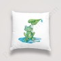 Coussin déco : Amusante petite grenouille sous son parapluie