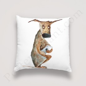 Coussin déco : Adorable et drôle chien