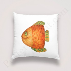 Coussin déco : Poisson orange rigolo