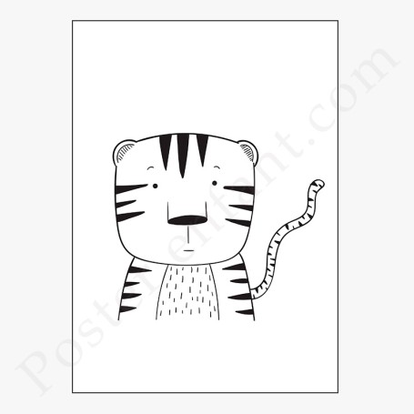 Affiche Tigre noir et blanc