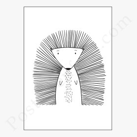 Affiche Hérisson noir et blanc Affiche Hérisson noir et blanc