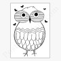 Affiche Hibou et petits coeurs noirs