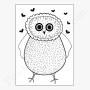 Affiche Hibou et petits coeurs noirs